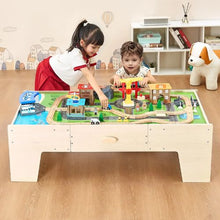 50x25x15.5 Inch Wooden Train Table with Large Storage Drawer – 3-in-1 Toy for Kids 3+