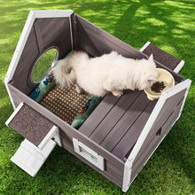 Weatherproof Outdoor Cat House with Large Side Door PVC Door Flaps Open Roof Clear Window 22"L x 30"W x 26"H