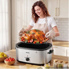 24QT Electric Roaster Oven 1450W 3 Food Trays Self-Basting Lid Warming Function Removable Rack