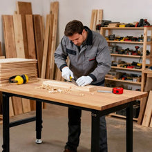 48 x 24-Inch Adjustable Workbench 1500 LBS Capacity 26.3-40.2-Inch Height Oak Wood Top