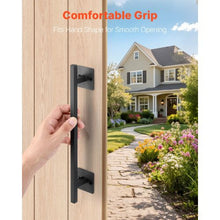 12.6 In Barn Door Handle Rustic Metal Sliding Door Pulls Heavy Duty Carbon Steel with Rust-Resistant Coating for Outdoor Gate Garage Shed Closet