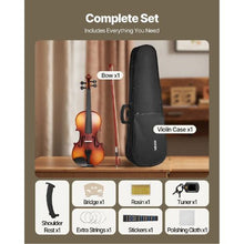 4/4 Full Size Violin Set for Adults Matte Brown Solid Wood Beginner Fiddle with Case & Accessories