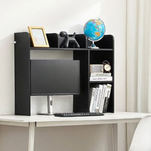 2-Tier Desktop Bookshelf with Anti-Slip Feet Pads (Black)