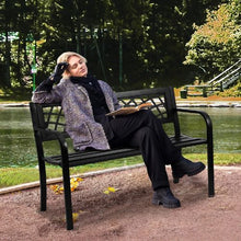 46-Inch Metal Garden Bench 480 lbs Capacity with Backrest and Armrests – Perfect for Patios Gardens and Yards