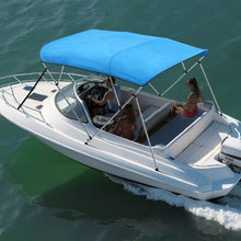 4 Bow Boat Bimini Top – 600D Waterproof Polyester Canopy Aluminum Frame Sun Shade Awning with Storage Bag 96 L x 79-84 W x 54 H (Pacific Blue)