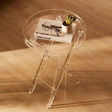 Clear Acrylic Folding Tray Table X-Leg Side Table for Living Room Bedroom & Study