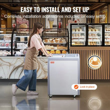5.6 cu.ft Commercial Ice Cream Display Case 2 Sliding Glass Doors Locking Casters White