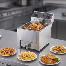 Commercial Electric Deep Fryer 1750W 9.51Qt Stainless Steel Fryer with Basket Lid & Temp Control (Silver)