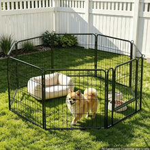 Dog Playpen 24" 8-Panel Foldable Metal Pet Fence with Door Indoor/Outdoor (Black)