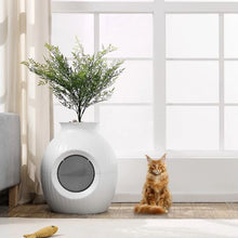 Smart Plant Cat Litter Box with Odor Control Hidden Design 9.48-Inch Entrance LED Lighting & Durable ABS for Indoor & Outdoor Use