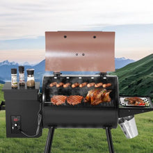8-in-1 Wood Pellet Grill Smoker 456 sq. in. with Digital Controller Meat Probe 500°F Max – (Black)