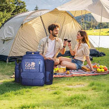4 Person Picnic Backpack Insulated Cooler Compartment wid Bottle/Wine Holder for Hiking Camping Navy Blue