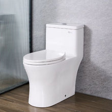 One-Piece Toilet Elongated Toilet Vortex Dual-Flush 1.0/1.28 GPF with Comfortable Chair Seat for Bathroom (White + Silver)