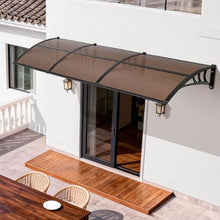 38 x 117 in Door Awning Canopy Polycarbonate Front Door Cover Rain & UV Protection (Brown)