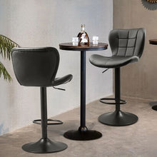 Modern PU Leather Bar Stool Set with Back and Footrest Height Adjustable for Kitchen Dining Room (Black)