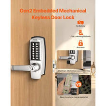 14-Key Mechanical Keypad Door Lock with Handle, Waterproof Stainless Steel
