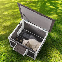 Outdoor Wooden Cat House with PVC Door Flaps and Window Weatherproof Shelter for Multiple Cats 24"L x 21"W x 18"H