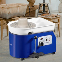 Pottery Wheel 350W 11" Clay Forming Machine 60-300 RPM Pedal Control (Blue)
