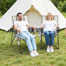 Heated Camping Chair – High Back Folding Chair with 3 Heat Settings & Cup Holder