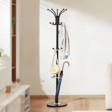 Metal Coat Rack with Umbrella Holder 14 Hooks & Marble Base – Stylish Entryway Tree for Hats Scarves Bag