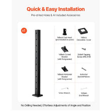 36" Black Stainless Steel Stair Railing Post with Pre-Drilled 30° Holes