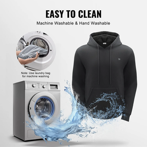 7.4V Battery-Powered Electric Heated Pullover Sweatshirt for Men & Women, 5 Heating Zones, Lightweight Warm Outdoor Hoodie, Size XXXL, Black