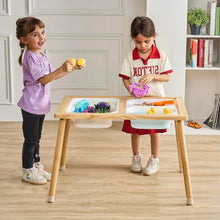 Toddler Sensory Table with 3 Storage Bins & Double-Sided Board Indoor/Outdoor Play – Wooden Table for Drawing & Studying