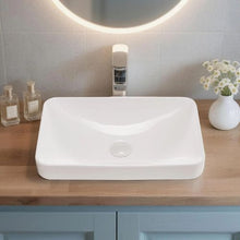19.29" x 12.01" Rectangular Semi-Recessed Bathroom Sink White Ceramic Vessel Basin with Drain Hole