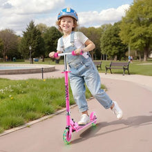 2-Wheel Kick Scooter for Kids 3+ – Light-Up Wheels Adjustable Handlebar Anti-Slip Deck Foldable Pink Up to 110 lbs