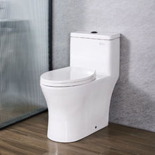 Elongated One-Piece Toilet Vortex Dual-Flush 1.0/1.28 GPF Easy-Clean Skirted Design (White & Black)