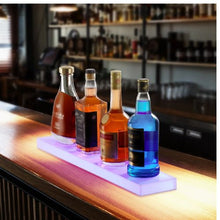 LED Lighted Liquor Bottle Display, 1-Tier 24" Wall-Mounted Whiskey Rack – Acrylic Illuminated Bar Shelf with RF Remote & App Control