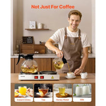 Commercial Coffee Decanter Warmer 80W x 2 Dual Plates Fits 1.8L Glass Decanter – For Coffee Shop Office & Home