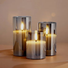 3-Pack Flameless LED Candles Real Wax with Remote Timer & Flickering Light (Gray)