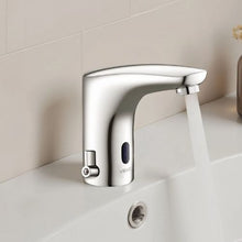 9/16" Touchless Motion Sensor Bathroom Faucet Battery-Operated Hot/Cold Single-Handle Mixer Chrome Plated