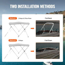 6'L x (61"-66")W x 46"H 3 Bow Boat Bimini Tops with Aluminum Alloy Frame Waterproof