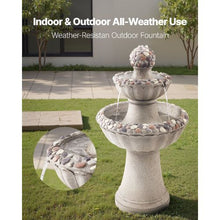 2-Tier Rock Water Fountain 36.5" Floor Standing with Pump Indoor/Outdoor Garden Decor