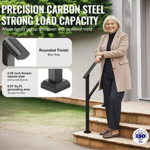 2-3 Steps Black Outdoor for Seniors Porch Deck Handrails FG-23-2 (2 PCS)
