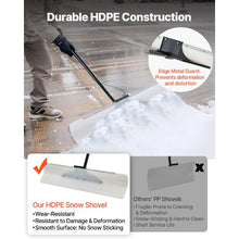 36 In Portable Snow Pusher Shovel with Ergonomic Grip HDPE Blade & Metal Edged Strip for Driveway & Garden