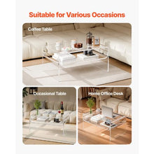 Clear Acrylic 2-Tier Coffee Table with Storage Shelf 19.7 x 31.5 x 15-Inch