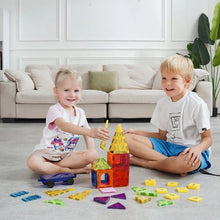Magnetic Building Tiles 55PCS with Car Base & Digital Cards for Kids 4+