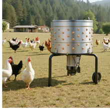 Electric Chicken Plucker Machine 25.6" Drum 1200W 275RPM 158 Soft Fingers Stainless Steel for Processing 4 Chicks with Transport Wheels