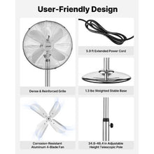 16-Inch Industrial Pedestal Fan - 1,450 CFM High Velocity 3-Speed Oscillating Standing Fan (Silver)