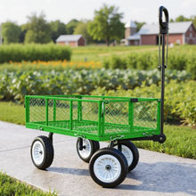 900 LBS Steel Garden Cart Heavy-Duty Wagon with 10" Tires, Detachable Panels & Adjustable Handle