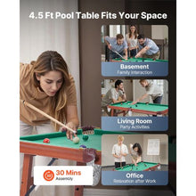 4.5ft Folding Pool Table – Brown Frame Blue Cloth for Family Use Recreation Room