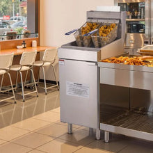Commercial Natural Gas Deep Fryer 90,000 BTU 40 LBS 3-Burner Dual Baskets Stainless Steel