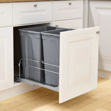 Pull-Out Trash Can 35 QT x2 Double Under Mount Bin with Soft Close Slide & Door Kit for Kitchen Cabinet (Grey)