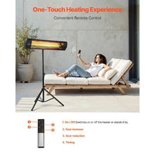 1500W Infrared Patio Heater with Remote, LED Display, 3-Speed Timer, Wall/Ceiling Mount & Stand EATB28-80-2