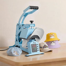 Hat Heat Press 4 Interchangeable Platens with Cap Stretcher Temperature & Time Control HTV & Sublimation Light Blue