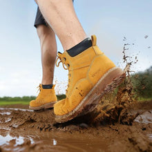 Steel Toe Work Boots for Men Size 13 Waterproof & Slip-Resistant (Brown Yellow)