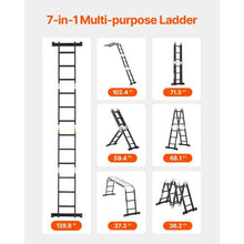 7-In-1 Folding Ladder 12 FT Extension Ladder A-Frame Telescoping Ladder with Scaffolding Plank 330 LB Capacity